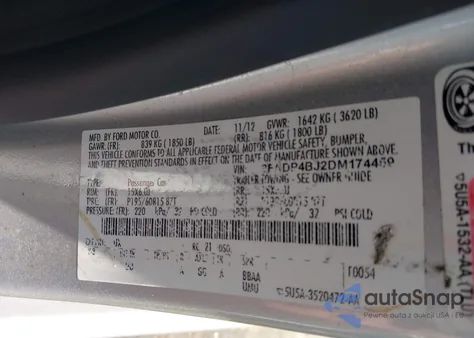 2013 Ford Fiesta Se z USA, uszkodzony, nr VIN 3FADP4BJ2DM174459